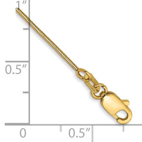 14k Gold .8mm Round Snake Chain Anklet 10" - 第 2/2 張圖片