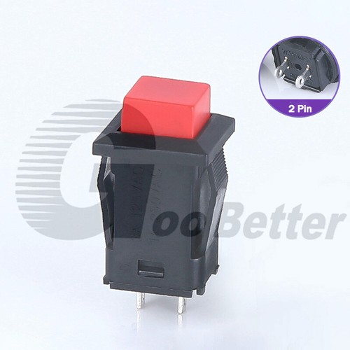 10mm Square Push Button Switch Momentary Latching On Off Red Green 3A 125VAC - Picture 8 of 12