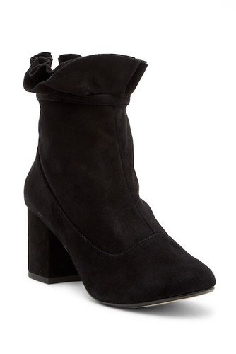 black suede ruffle boots
