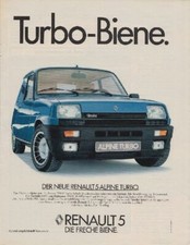 Renault 5 Alpine Turbo - Reklame Werbeanzeige Original-Werbung 1982 (2)