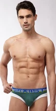2xist Striped Green Sculpted Men's Hot & Sexy! Brief Size XS,S,M,L,XL