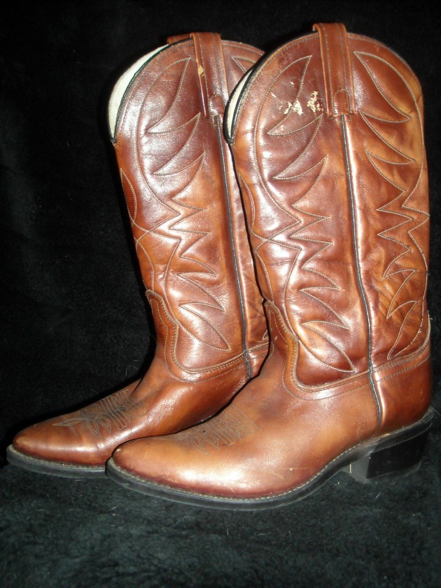 VTG MENS 8 BROWN ACME COWBOY WESTERN LEATHER POINTY TOE  display picture 2