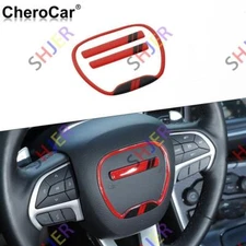 For Dodge Challenger Charge 15+ Durango 14+ Bright Red Steering Wheel Trim Cover