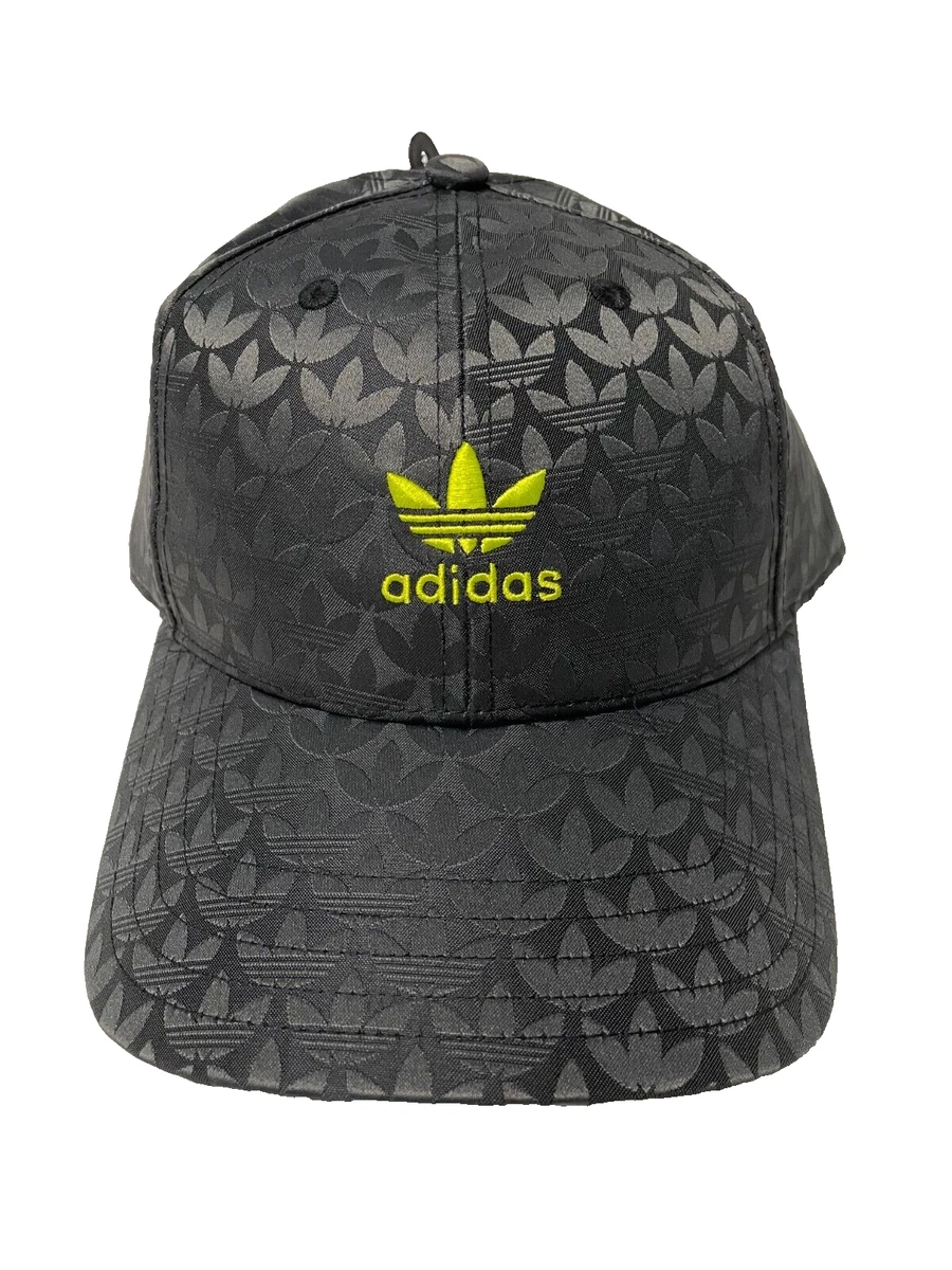 adidas Originals Trefoil Hat Womens Adjustable Strapback Monogram Jacquard  Black | eBay