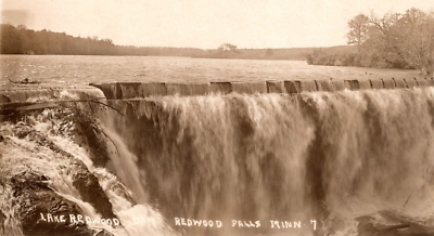 #ad c1929 RPPC Lake REDWOOD Falls Minnesota Beautiful Waterfall VINTAGE Postcard 1c $21.90