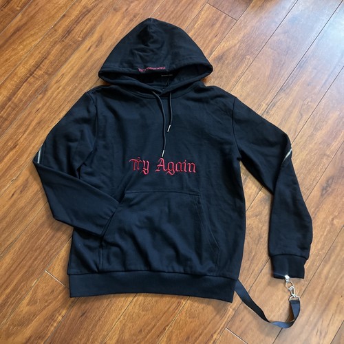 Try Again Rebirth S/S18 Hoodie Zipper Sleeves Adult M Strap Buckles Grunge RARE - Picture 5 of 20