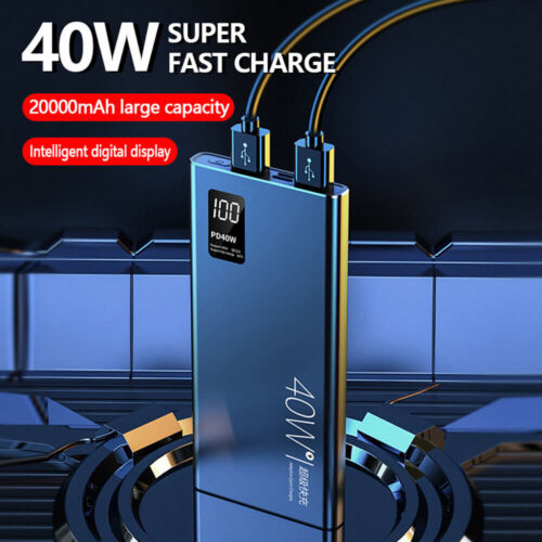 40W 20000mAh Power Bank Portable Super Fast Charger External Battery PD 18W 2USB - Afbeelding 1 van 13