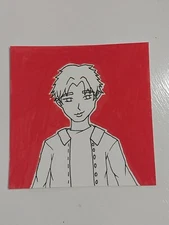 4x4 Inch Acrylic Ink Painting On Watercolor Paper Anime Manga Boy Title Min Ho 