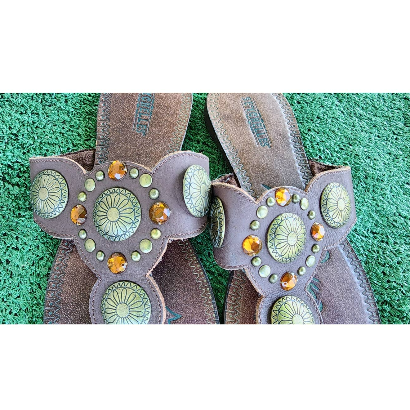 APL Sandali nuovi Seychelles marroni impreziositi da perizoma taglia 8