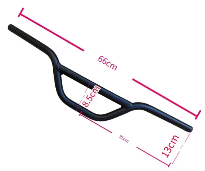 Barra manubrio BMX alluminio riser Ø22,2mm - 660mm lunghezza, 130mm altezza 354g - Immagine 2 di 3