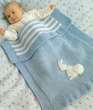 Baby Blanket Knitting Pattern Pram Cover DK  Easy Knit 296