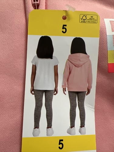 PUMA KIDS 3 PIECE SET Pink HOODIE WITH White T-SHIRT GRAY LEGGINGS SIZE 5, New - Picture 2 of 5