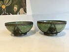 Antique Japanese Jade Pair Bowls Metal Dragon Overlay