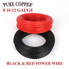 8 10 12 Gauge Power Wire Red And Black Automotive Wiring Copper Stranded AWG LOT