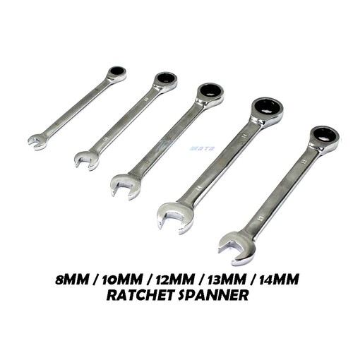 RATCHET Combination OPEN END RATCHET SPANNERS SPANNER WRENCH 8/10/12/13/14 MM - Picture 1 of 19