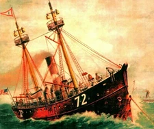 Lightship 72 Diamond Shoals LV 72 North Carolina Oversized Postcard ©2012