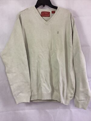 IZOD Golf Sweater Luxury Sport Vintage Wash V Neck Pullover Sweater 100%  Cotton