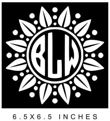 FLOWER DOTS MONOGRAM NAME INITIALS CUSTOM VINYL DECAL 8'' GLASS BLOCK DIY CRAFTS