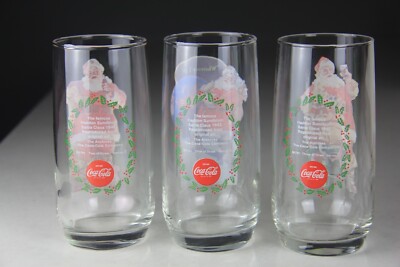 Coca-Cola サンタクロース グラス 3個セット Complete Set Of 3 Vintage Santa Claus Coca Cola Glasses Series 2