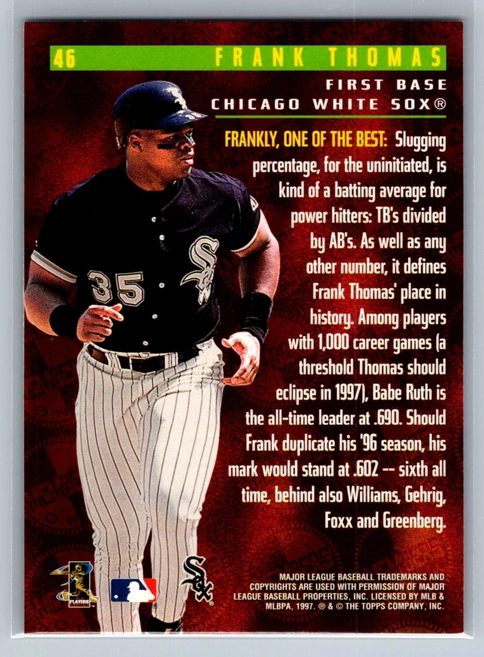 1997 Stadium Club Members Only 55 Frank Thomas #46 - Image 2 of 2