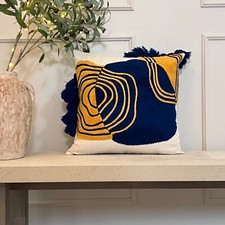 Boho Throw Pillow Cover 18x18 Inch with Tassels, Pom Pom