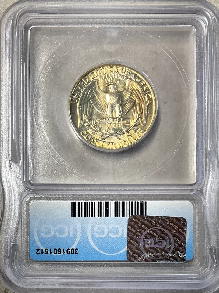 1960 Washington quarter  ICG MS67 Gold Tone Obverse and Reverse RARE - Image 3 of 4