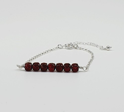 Granat Edelstein 925 Sterling Silber Armband - Januar Geburtsstein - Bild 2 von 2