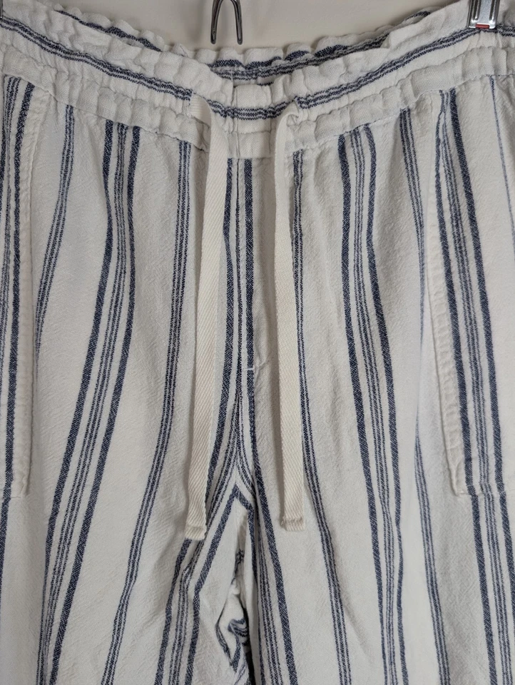 Faded Glory Womens' White Linen Blend Pull-On Ankle Pants - Size Large - Image 2 of 4