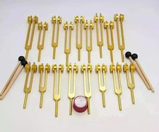 18 Set Sacred 9 Solfeggio and 9 Chakra Bundle Gold Weighted Tuning Fork Set