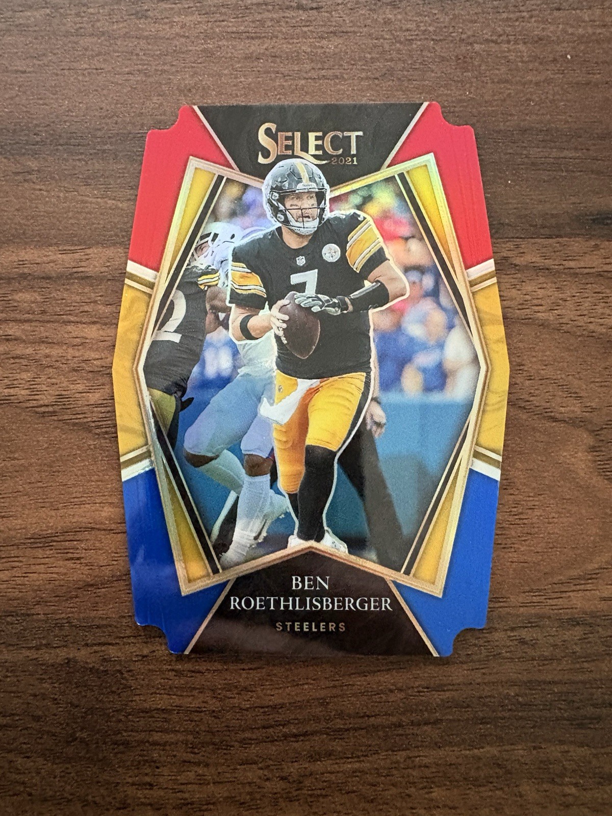 2021 Panini Select #129 Ben Roethlisberger Red and Blue Prizm Die Cut NM