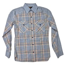 VTG 1980s NWT Wrangler Wrapid Transit Blue Plaid Button Down S USA Made Vintage