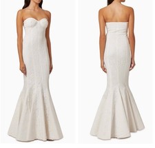 Norma Kamali Corset Ivory Peony White Lace Maxi Gown Wedding Dress Sz Large