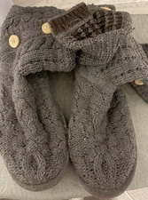 UGG Australia Classic Cable Knit Mid Calf Leland Fold Over Boots US Size 9 Gray