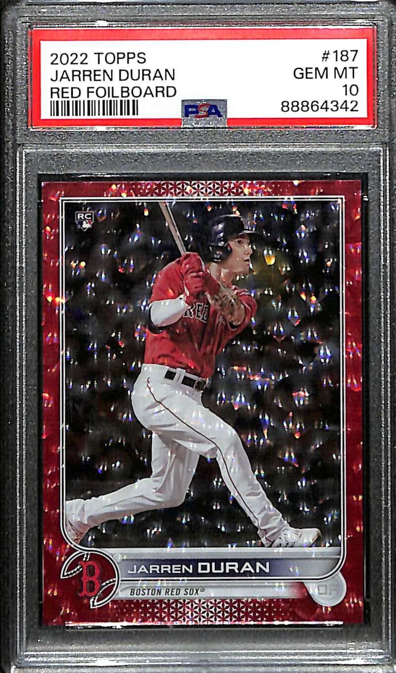 2022 Topps Red Foilboard 187 Jarren Duran Rookie 134/199 PSA 10 GEM MT