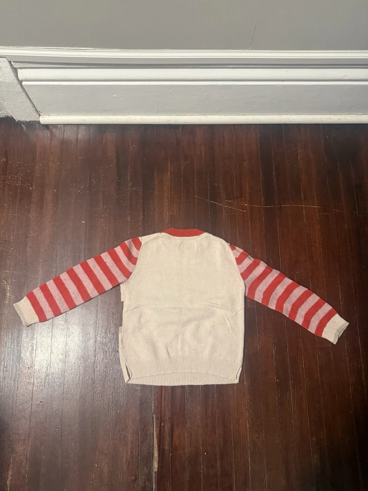 Mini Boden Girls Christmas Holiday Glitter Sweater Red With Stripes Size 5/6 - Image 3 of 4