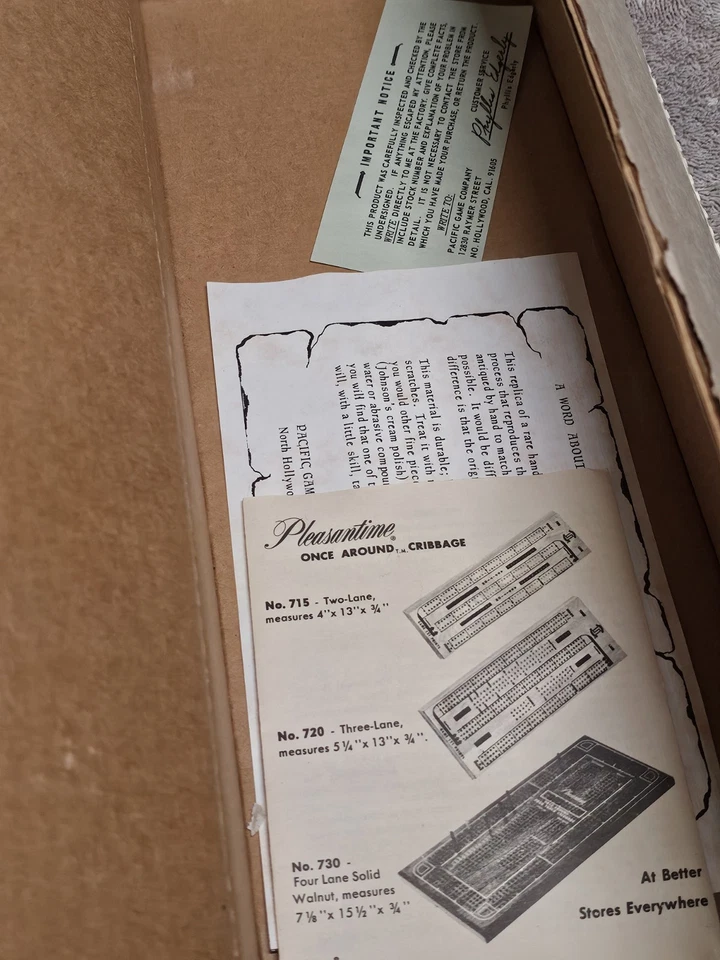 Vintage Old World Cribbage Set Pleasantime Games, No. 755 - New Open Box - Image 4 of 4