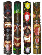 40" SET 4 TIKI MASK PINEAPPLE TURTLE PALM TREE MASK TROPICAL ISLAND HAWAIIAN