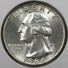1964 Washington Quarter - Mint State (BU) KM#164 - 90% Silver .181 ASW - 8649