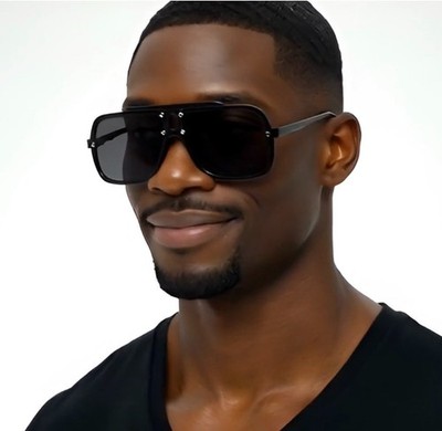 Men Sunglasses Black Lens Half Rimless Luxury Flat Lens Sport Outdoor Driving