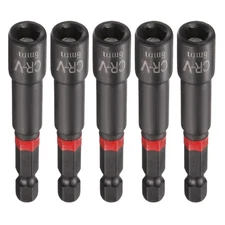 5pcs Nut Driver Drill Bits 6mm Socket 1/4" Hex Shank 3" Magnetic Setter