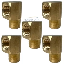 5 Pack 1/8" NPT Brass Street Elbow 90 Degree Pipe Thread Fitting Male Female
