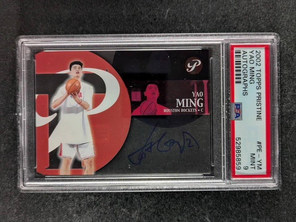 2002 Topps Pristine YAO MING On Card Auto Houston Rockets SP #PE-YM PSA 9 - Image 2 of 4