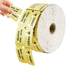 1000 Raffle Tickets Gold Double Roll Metallic Gold Foil,Events Carnivals,Entr...