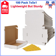 RLAVBL 100 Pack 7x5x1 Small Shipping Boxes - White Corrugated Cardboard Mailer