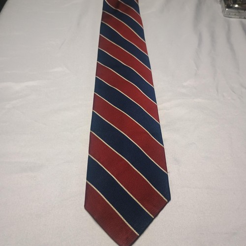 Nordstrom Tie Mens Classic Red Blue Striped Silk Blend Hand Sewn Robert Talbott - Picture 9 of 9