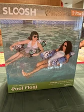 Sloosh 2 Pack Inflatable Pool Float Adult 37" - Tropical Pattern Lounger C44
