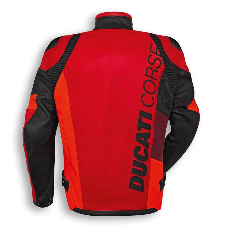 Chaqueta de cuero roja para carreras de motos Ducati Corse C6 para hombre Foto 2 de 4