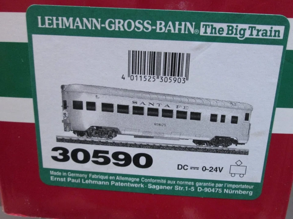 LGB 30590 Santa Fe Streamlined Observation Car - Metal Wheels LN/Box - Image 4 of 4