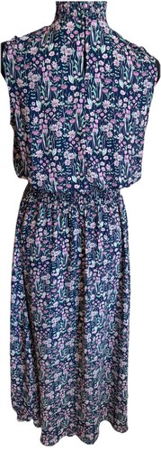 Nanette Lepore 6 kleine marineblau rosa Frühling Blumen Kittel Ostern Tee ausgestellt Midikleid - Bild 7 von 9