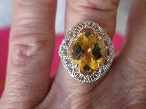 2.60ct FLAWLESS CITRINE VINTAGE STYLE FILIGREE RING! BEAUTIFUL COLOR AND BIG!! - Picture 6 of 12